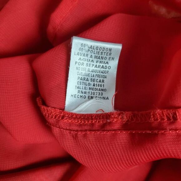 Umgee USA Boho Peasant Dress Size M Long Sleeve Tie Neck Multicolor Print - Picture 7 of 8